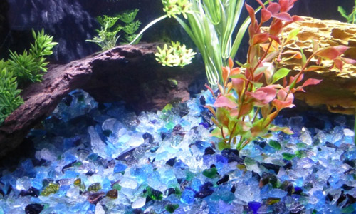 Стеклянный гравий в аквариуме