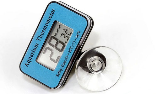 Жидкокристаллический термометр для аквариума приклеивают к внешней стороне стёкла